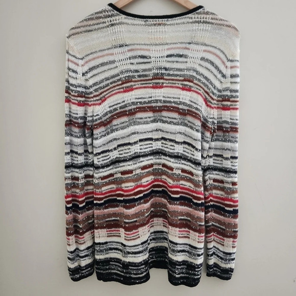 Nic+Zoe | Linen Blend V-neck Lightweight Textured Open Knit Sweater - Size M - Picture 5 of 8